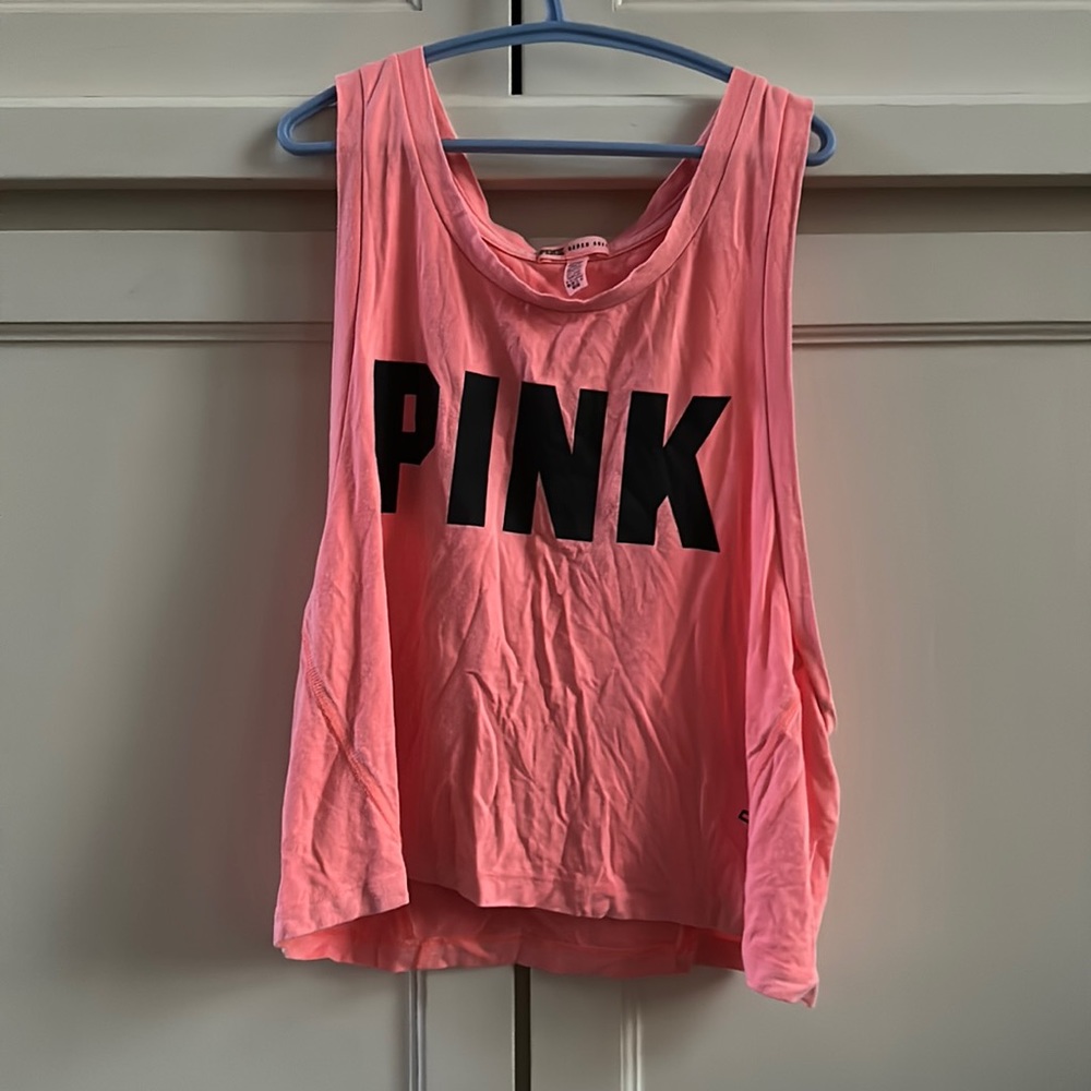neon pink crop tank | size xs | PINK by victoria’s secret